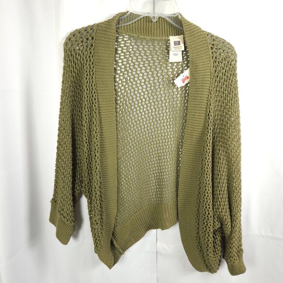VTG NWT Faded Glory Womens Small Green Open Knit Open Front Cardigan USA Made - Picture 1 of 7